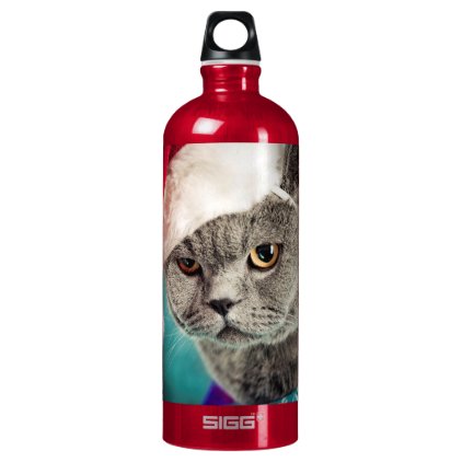 Gray cat christmas - Christmas cat -kitten cat Water Bottle