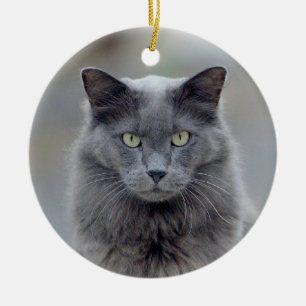 Gray Cat Christmas Ornament