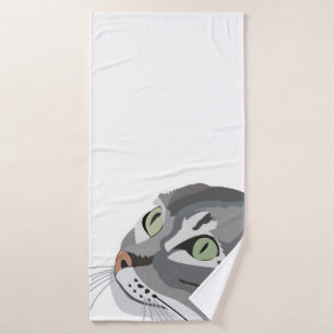 Gray Cat Face Bath Towel