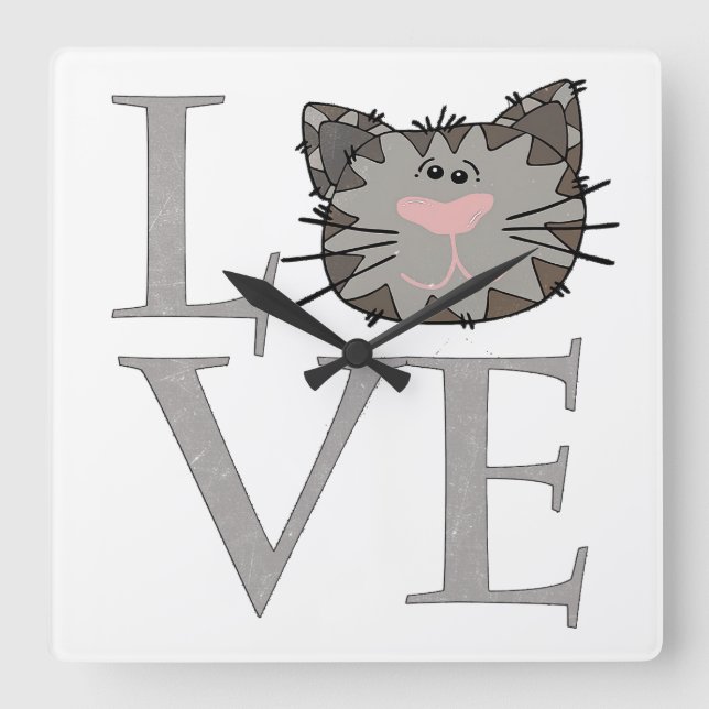 Gray Cat Face Clock (Front)