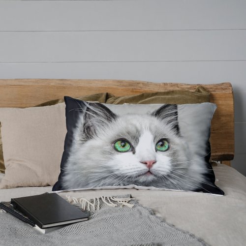 Gray Cat Green Eyes Pillow Case