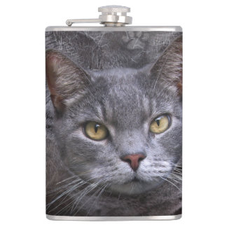 Gray Cat Hip Flask