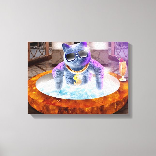 Gray cat in the bathtub canvas print (Front)