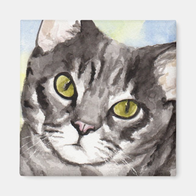 Gray Cat Magnet (Front)