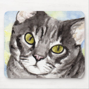 Gray Cat Mouse Pad