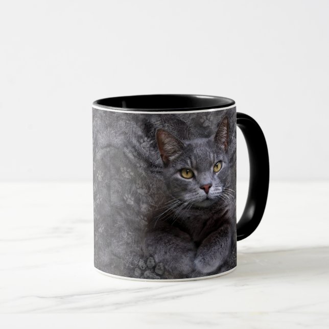 Gray Cat Mug (Front Right)