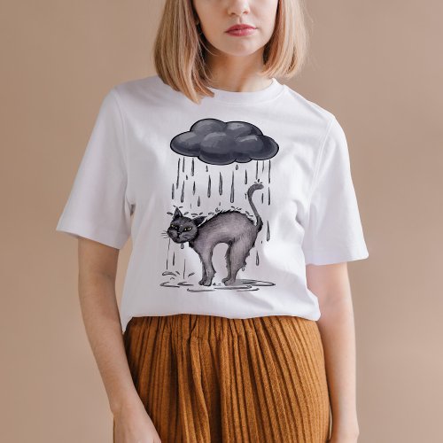 Gray Cat on Rainy Day T_Shirt