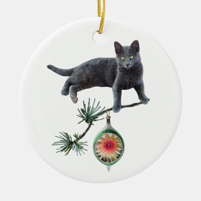 Gray Cat Ornament (Front)