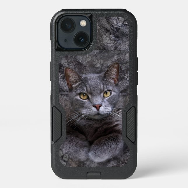Gray Cat Otterbox iPhone Case (Back)