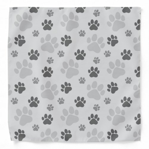 Gray Cat Paw Print Pattern Bandana