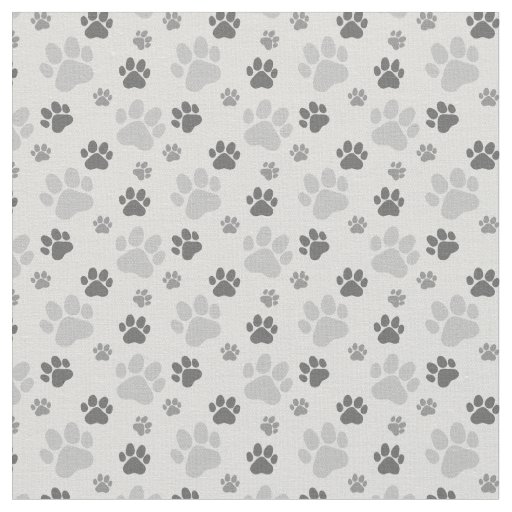 Gray Cat Paw Print Pattern Fabric