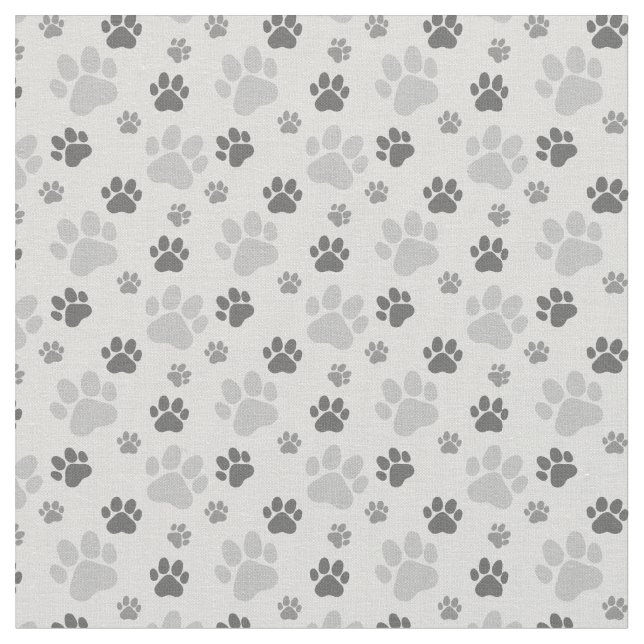 Gray Cat Paw Print Pattern Fabric (Close Up)