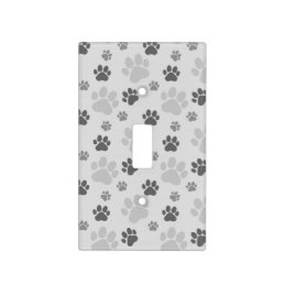 Gray Cat Paw Print Pattern Light Switch Cover