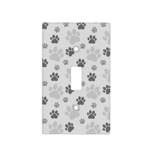 Gray Cat Paw Print Pattern Light Switch Cover