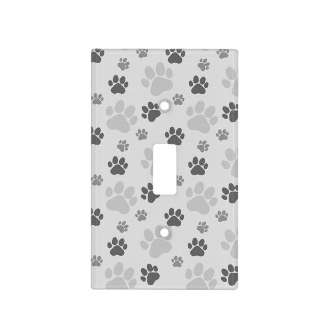 Gray Cat Paw Print Pattern Light Switch Cover (Front)