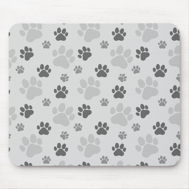 Gray Cat Paw Print Pattern Mouse Pad (Front)