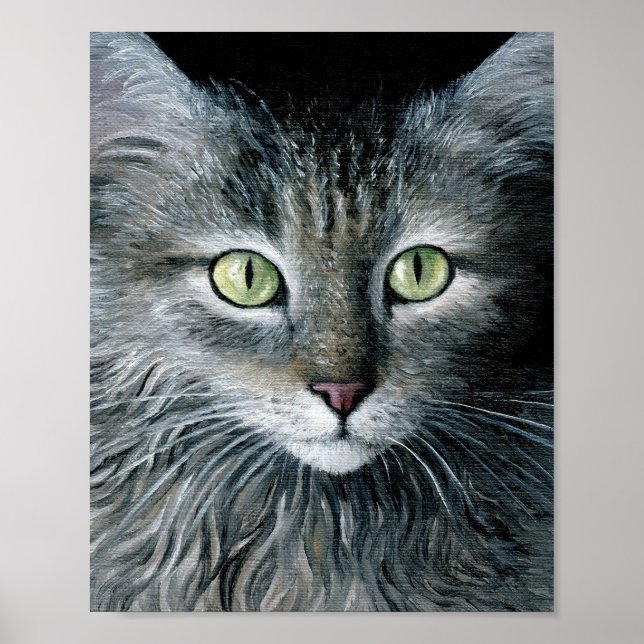 Gray Cat portrait 478 Poster (Front)