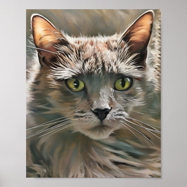 Gray Cat Print, Value Poster Paper (Matte) (Front)