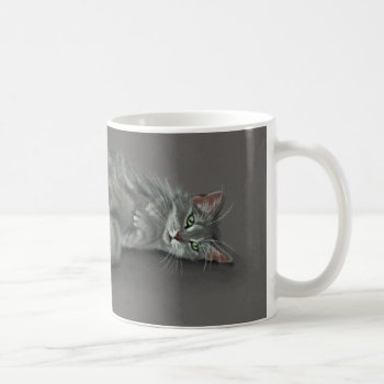 Gray Cat Rolling Over Coffee Mug by KMCoriginals at Zazzle