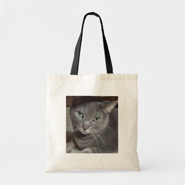 Gray Cat Russian Blue Tote Bag (Front)