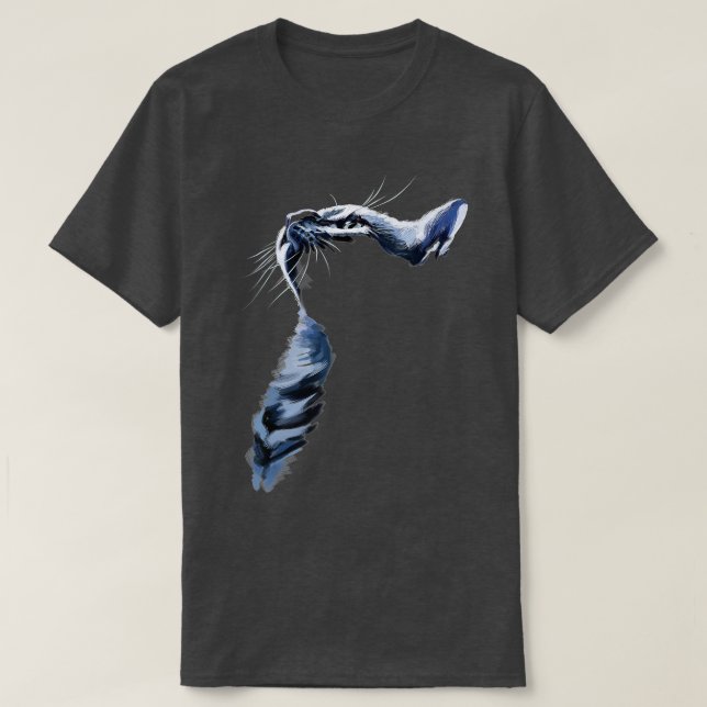 Gray Cat Shadowed  Cats   Gifts  T-Shirt (Design Front)