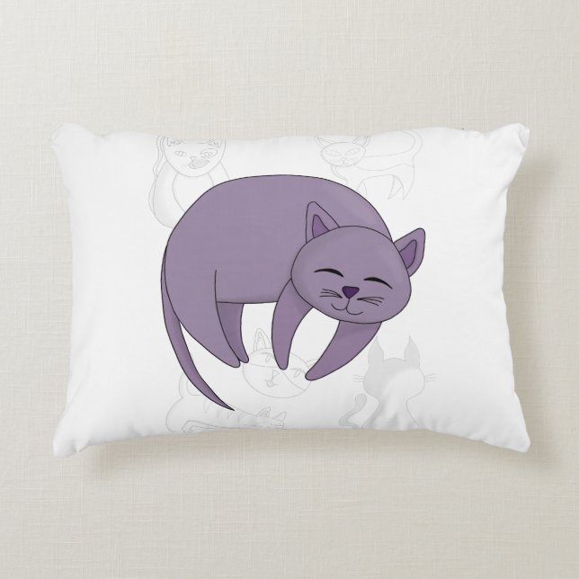 Gray Cat Sleeping and Kitten Doodles Duvet Cover Accent Pillow (Front)