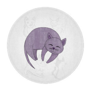 Gray Cat Sleeping and Kitten Doodles Duvet Cover Cutting Board