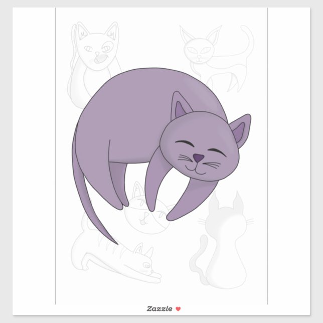 Gray Cat Sleeping and Kitten Doodles Sticker (Sheet)