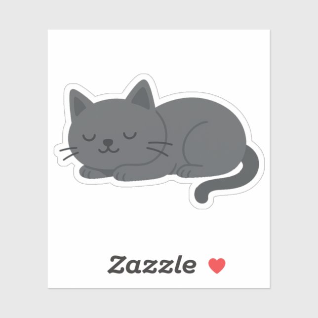 Gray Cat Sleeping Peacefully – Minimalist Cat Art Sticker (Sheet)
