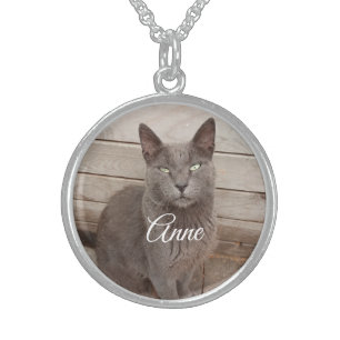 Gray Cat Sterling Silver Necklace
