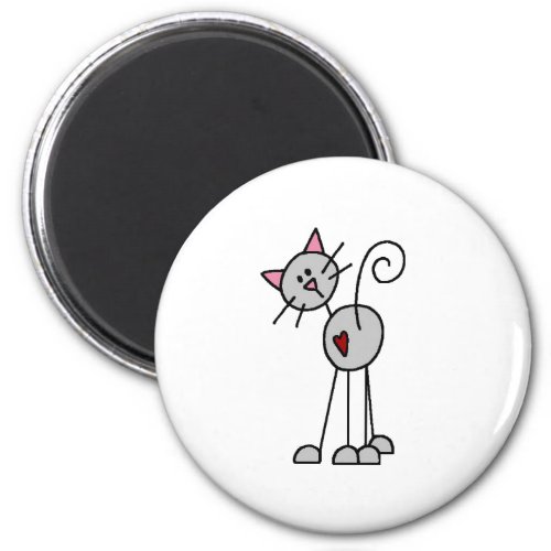 Gray Cat Stick Figure Magnet