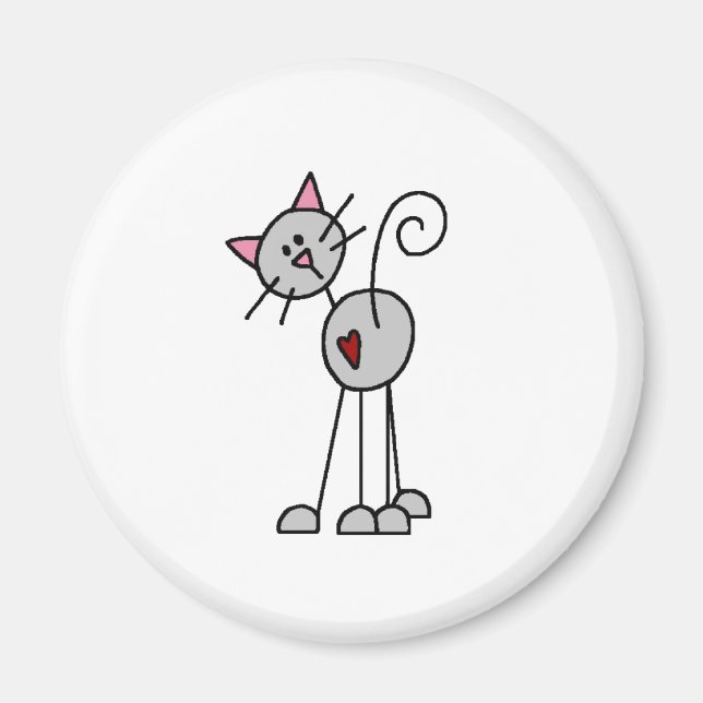 Gray Cat Stick Figure Magnet (Front)