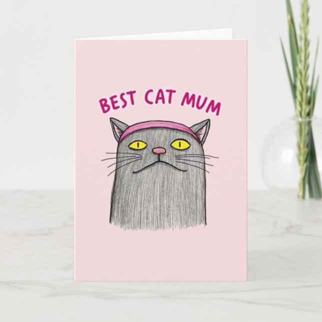 Gray Cat Sweet Mothers Day Card (Front)