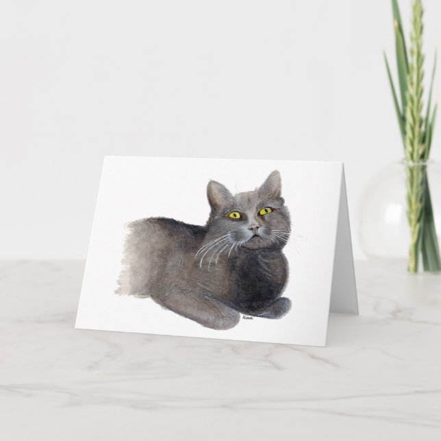 Gray Cat Sympathy greeting Card (Front)