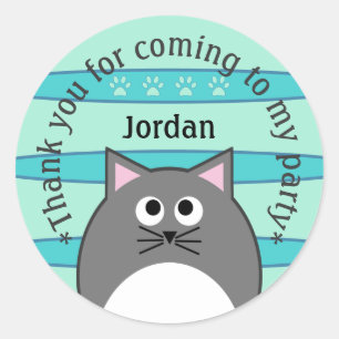 Gray Cat Thank You Classic Round Sticker