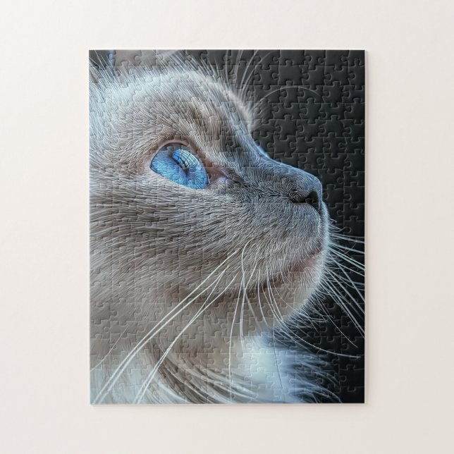 Gray cat with blue eyes jigsaw puzzle (Vertical)