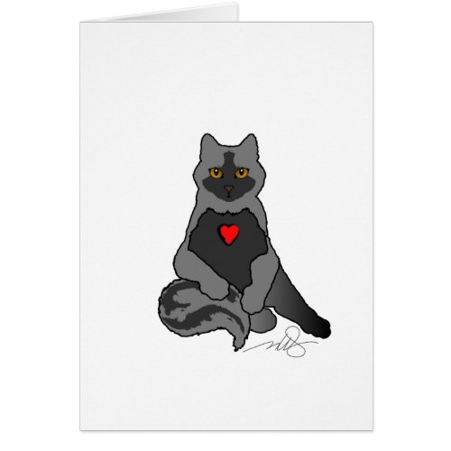 Gray Cat with Heart Cards