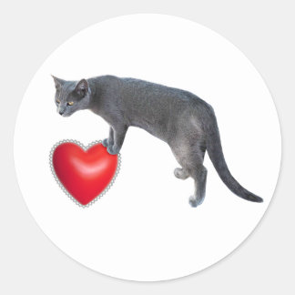Gray Cat with Red Heart Stickers