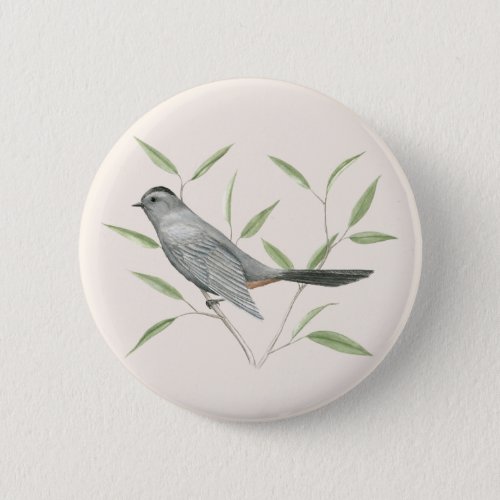 Gray Catbird Bird Art Button