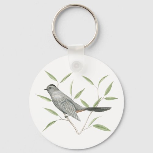 Gray Catbird Bird Art Keychain