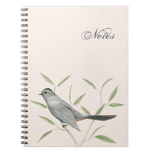 Gray Catbird Customizable Bird Art Notebook
