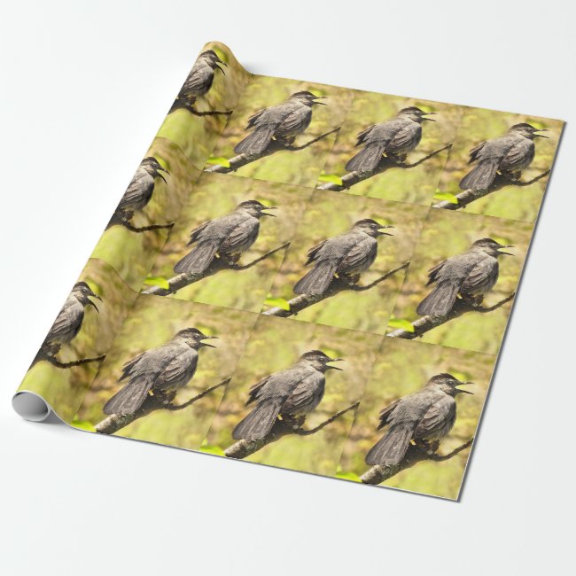 Gray Catbird Singing His Song Wrapping Paper