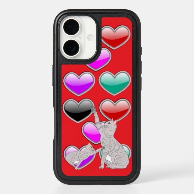 Gray Cats Heart OtterBox Phone Case (Back)