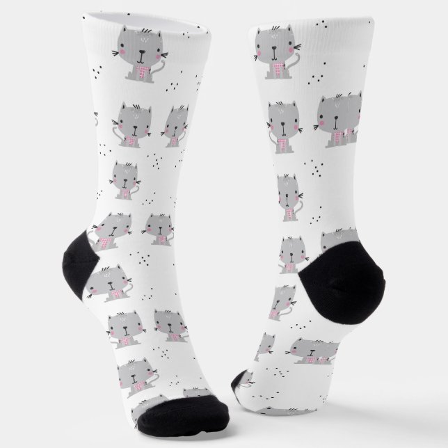 Gray Cats Socks (Angled)