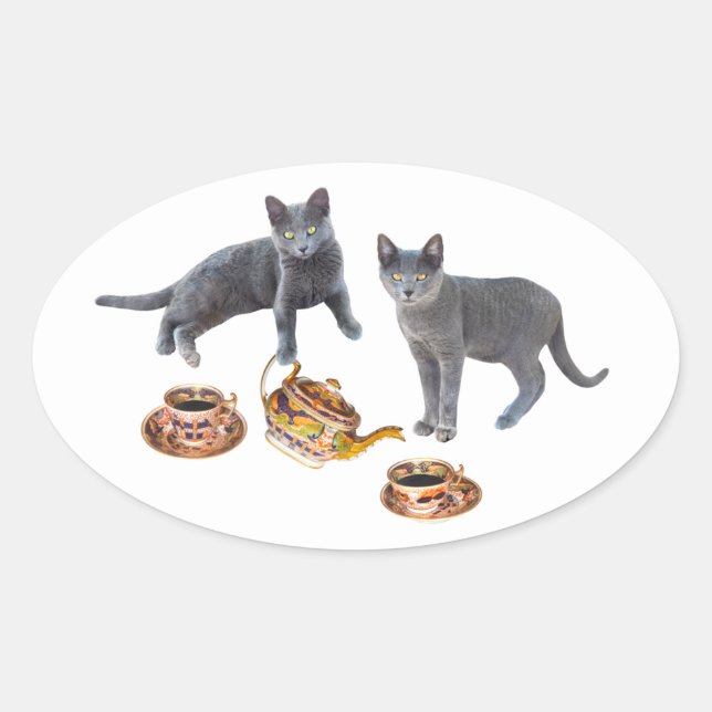 Gray Cats Tea Party Sticker (Front)