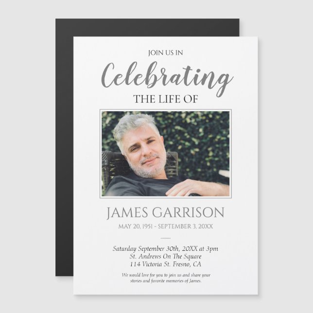 Gray Celebration Of Life Photo Memorial (Front/Back)