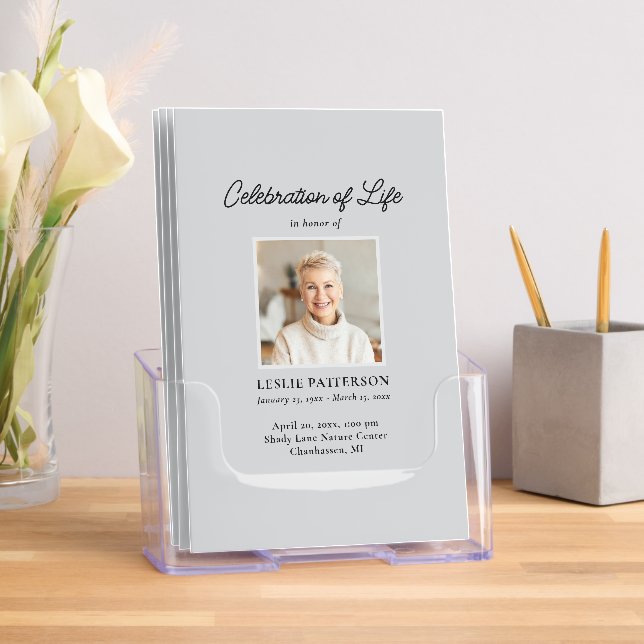 Gray Celebration of Life Program With Photos Brochure (Insitu)