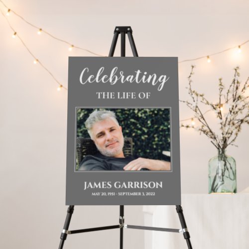 Gray Celebration Of Life with Photo Memorial Foam Board