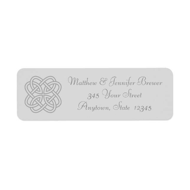 Gray Celtic Knot Thin Envelope Address Labels (Front)