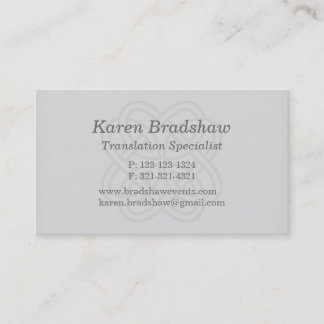Gray Celtic Knot Translation Business Cards